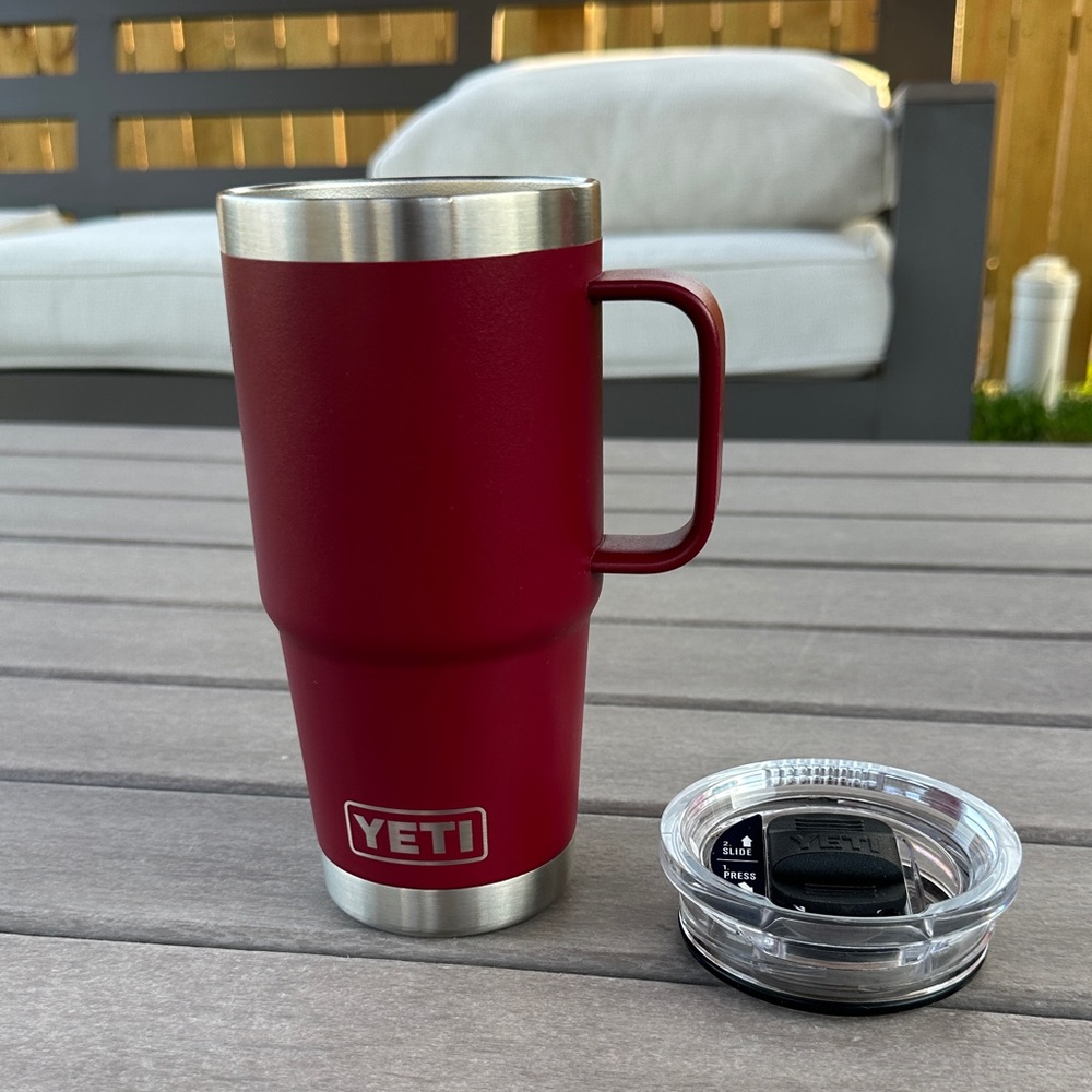 YETI Maroon Tumbler with Clear Lid